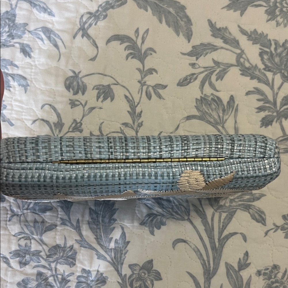 Tommy Bahama Chic Blue Floral Clutch with Gold Accents - Picture 4 of 6